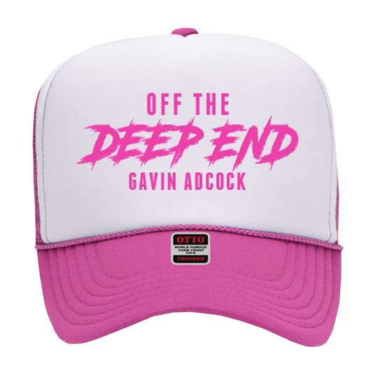 White and Pink Off the Deep End Trucker Hat